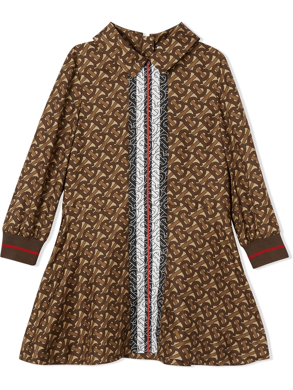Monogram logo print silk dress - Brown