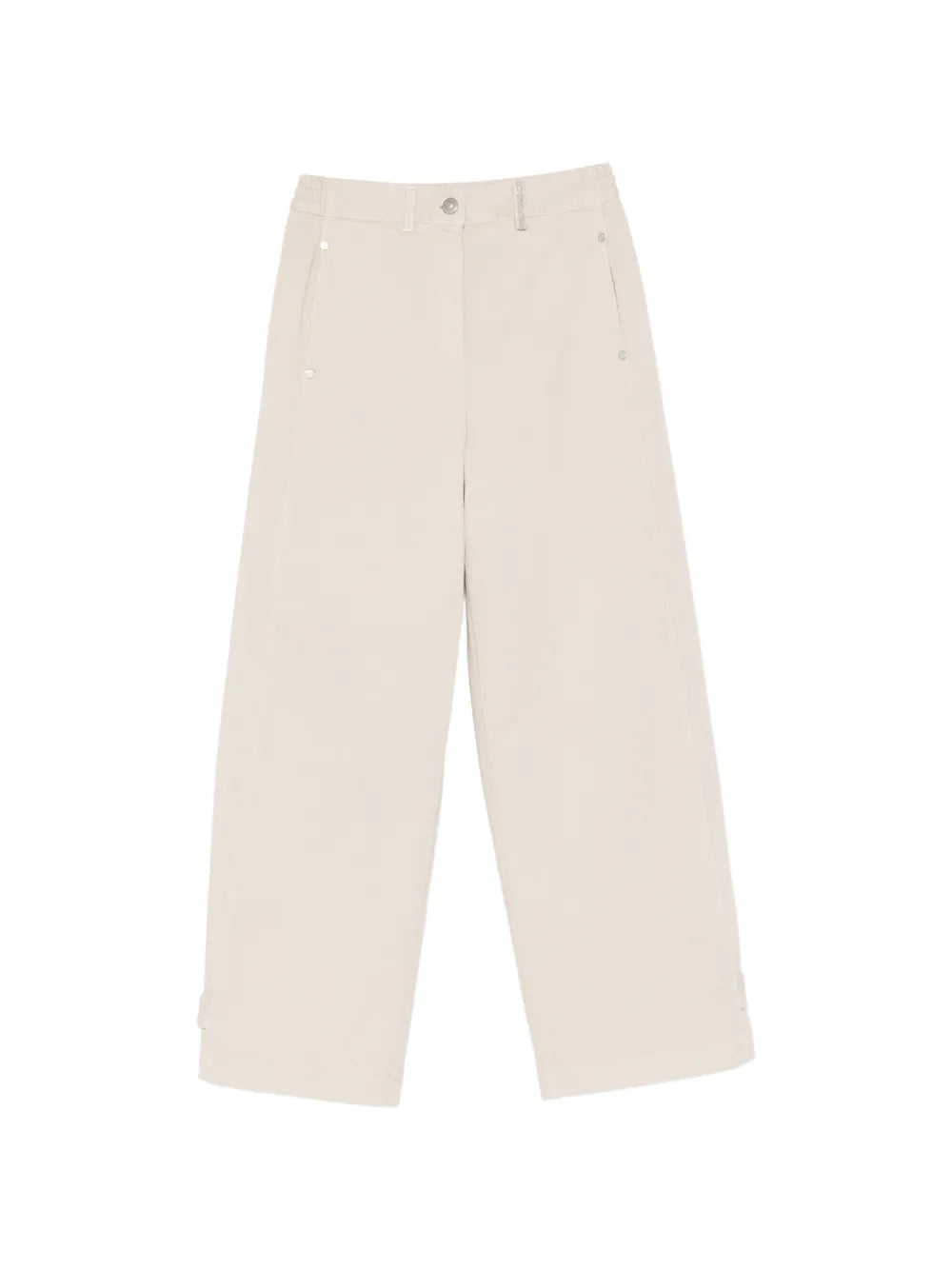 Buttoned Cotton-Blend Jeans — Beige
