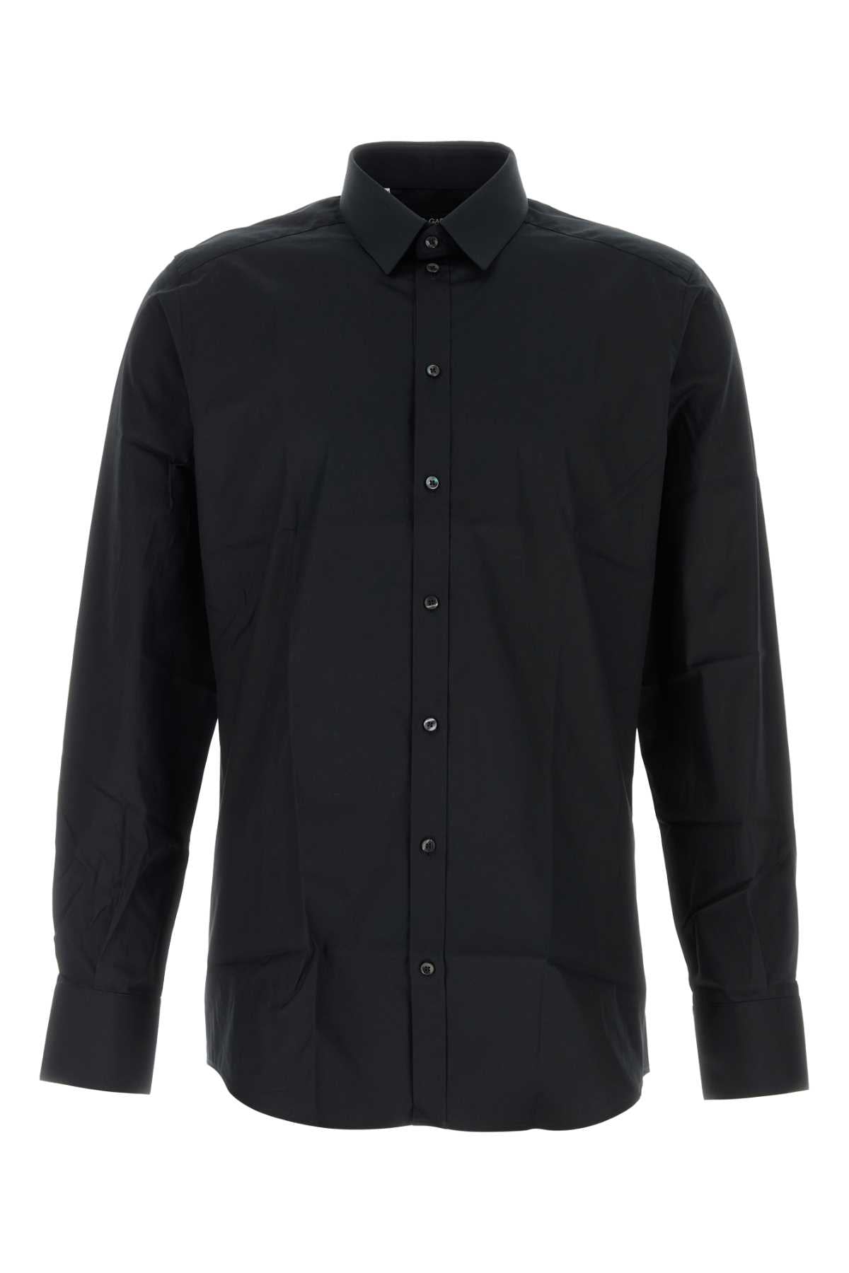 Button-Front Cotton Shirt — Black