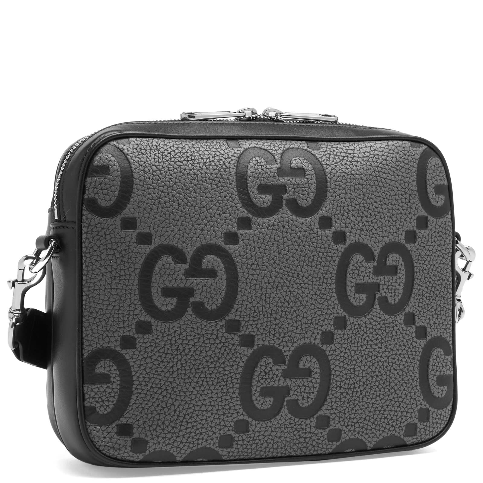 Gucci Men's GG Jumbo Leather Crossbody Bag in Black 