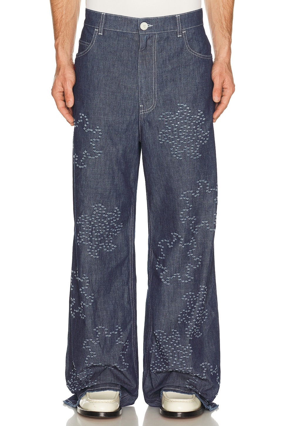 Marni Embroidered Trousers in Orion Blue - Blue. 30 also