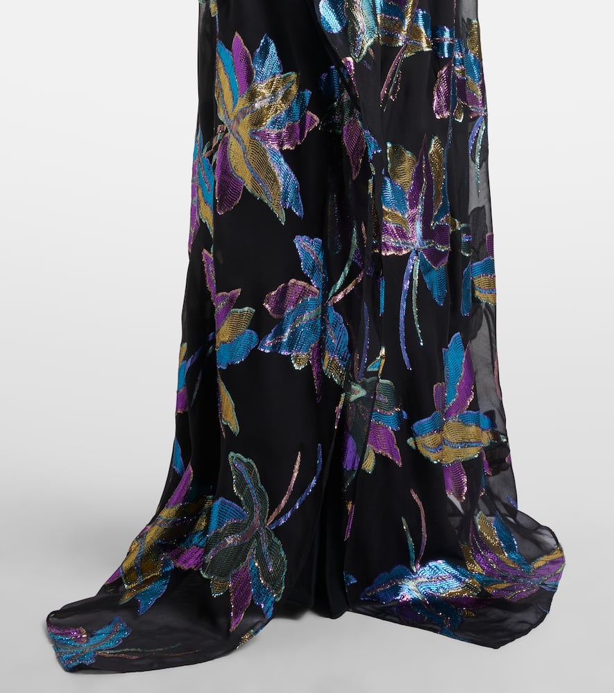 Stevie tie-neck silk-blend lamé kaftan