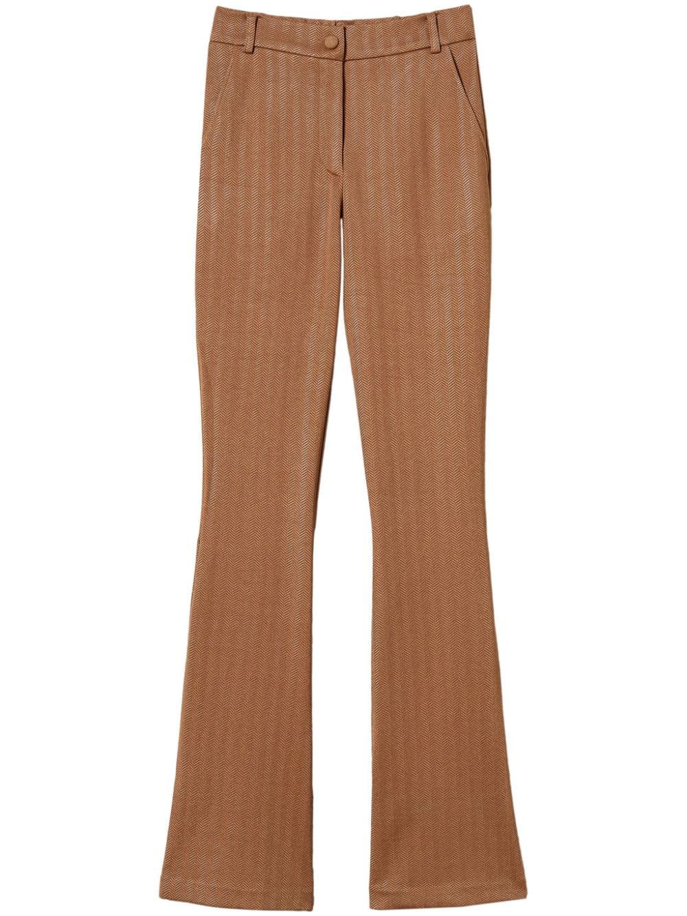 Jacquard flared trousers - Neutrals