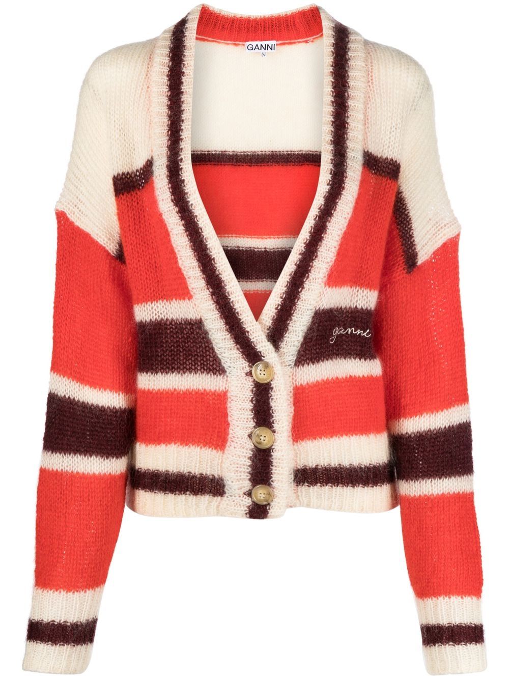 Striped V-neck cardigan - Neutrals