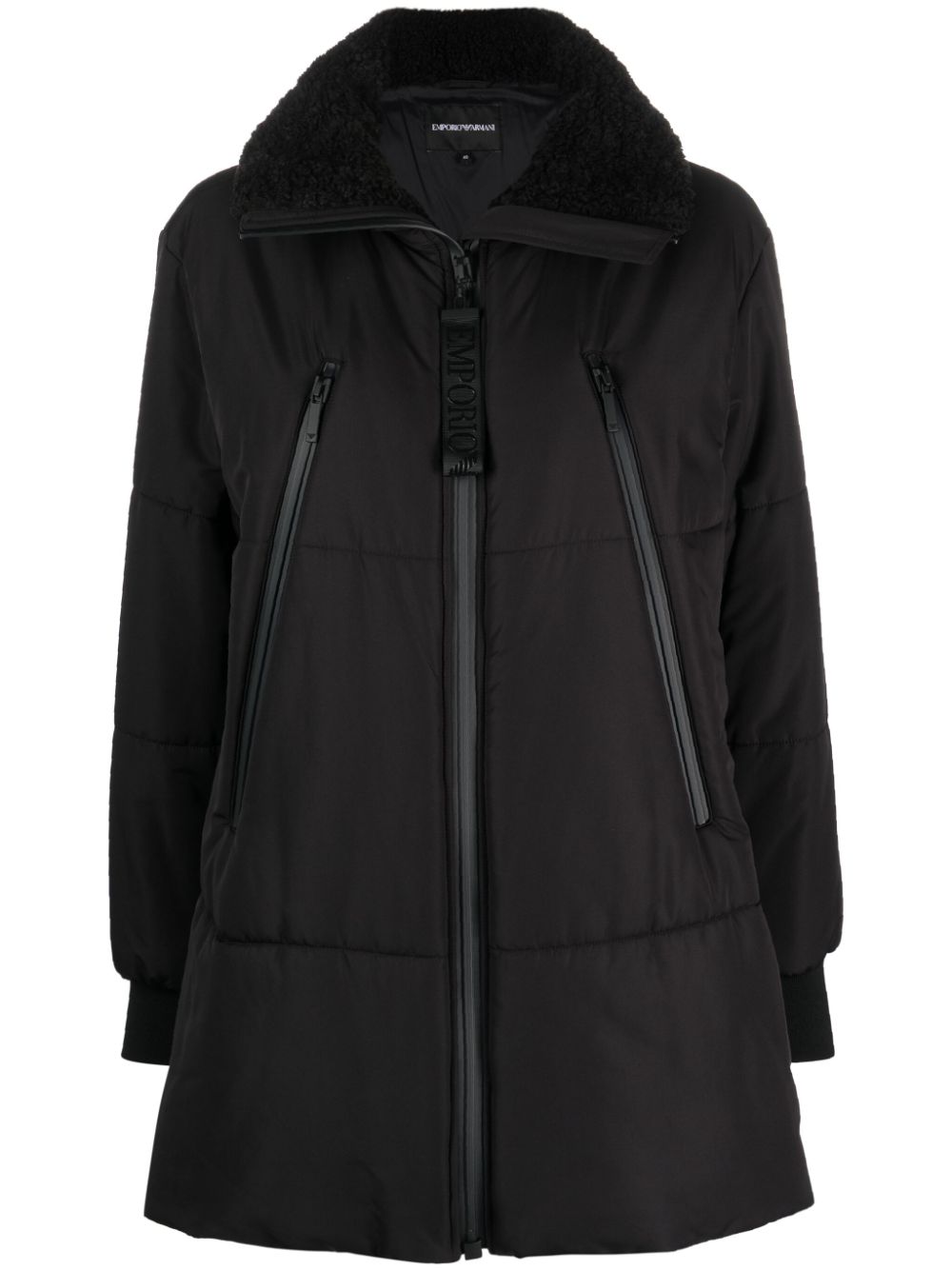 Zip-up padded coat - Black
