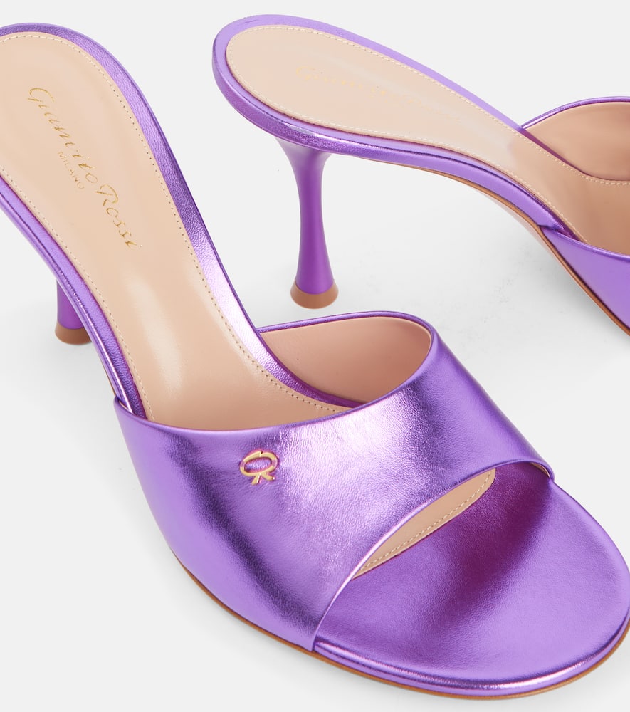Gianvito Rossi Logo metallic leather mules