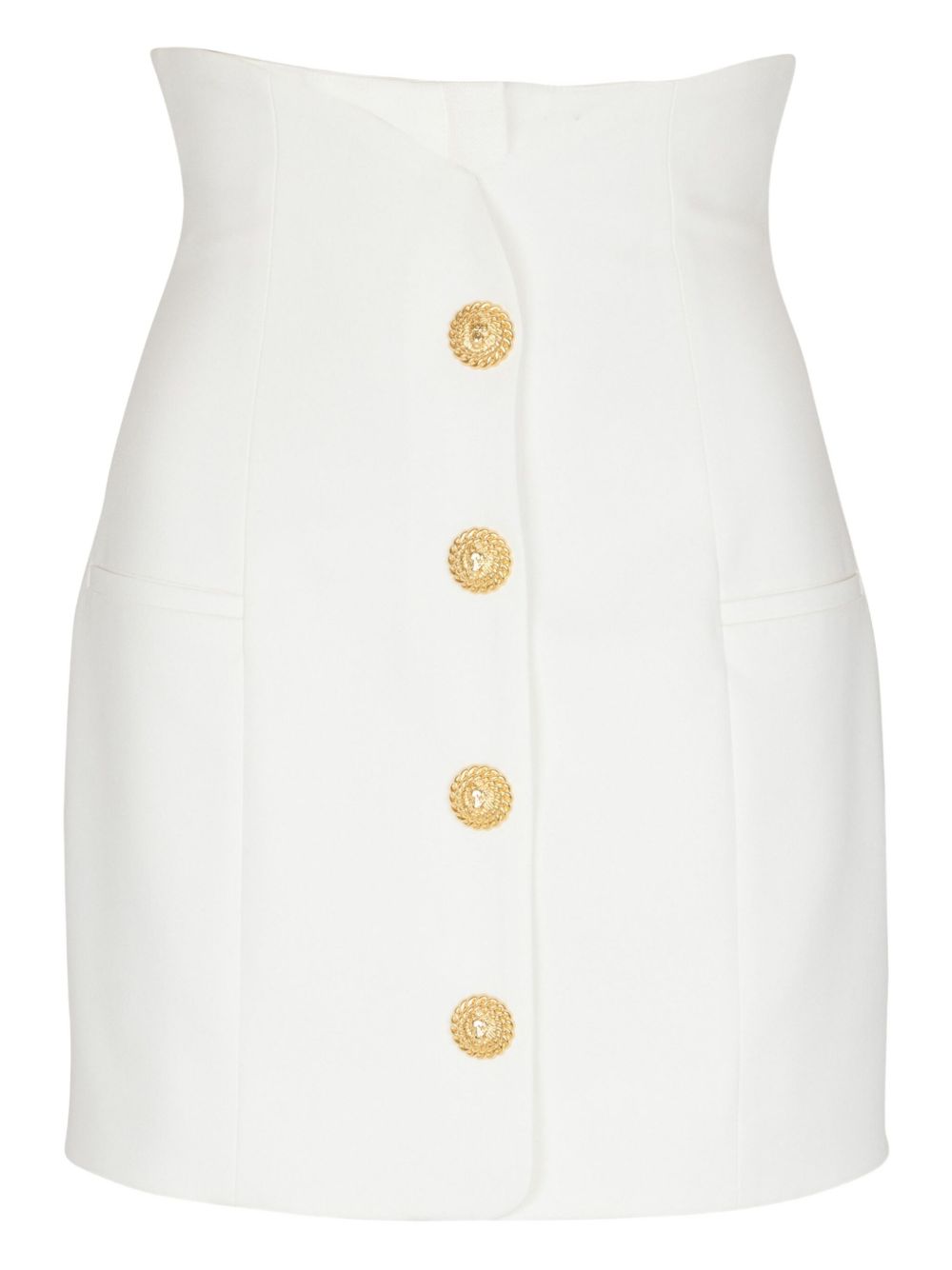 Decorative-button mini skirt - White
