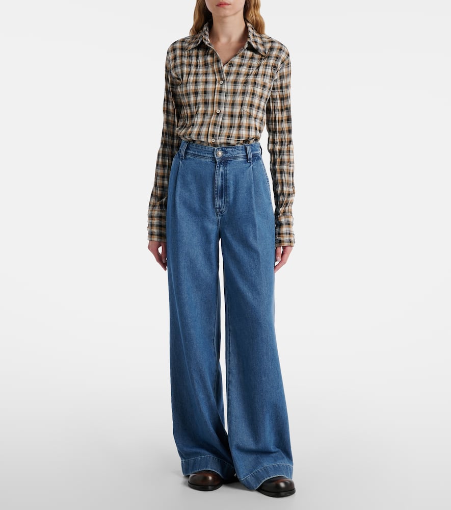 Pleated wide-leg jeans