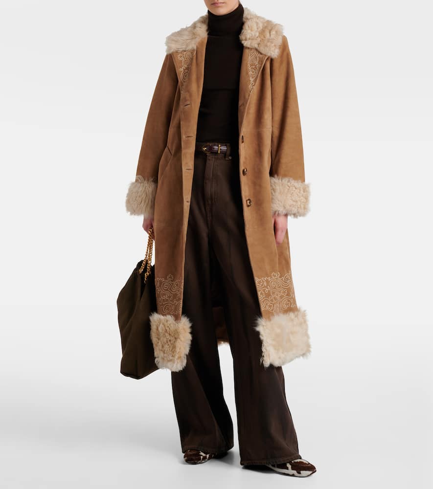 Cienna embroidered suede coat