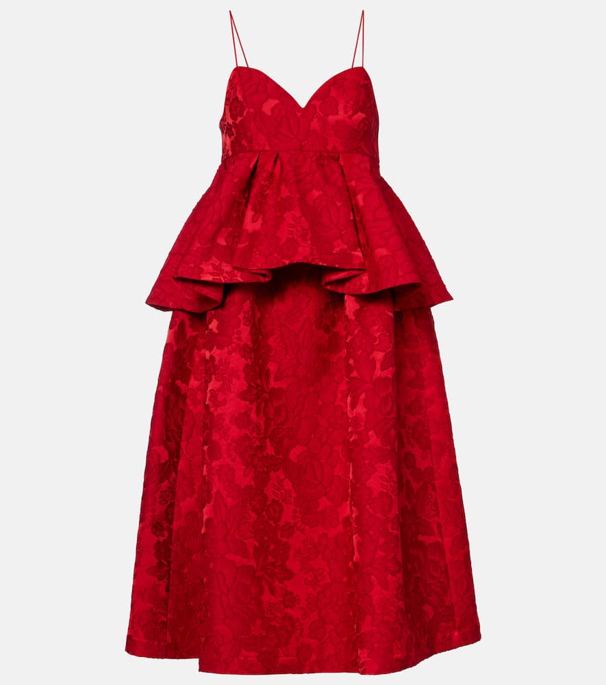 Satine matelassé jacquard midi dress