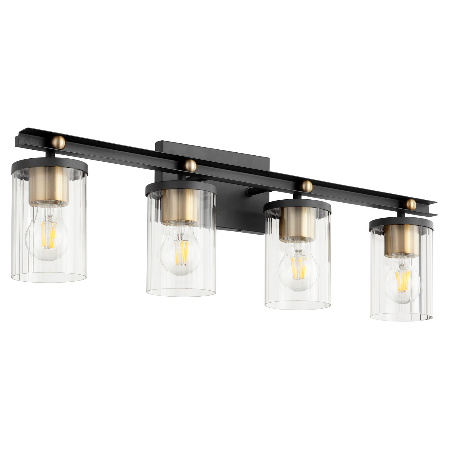 Empire 4-Light Bathroom Vanity Light in Textured Black w with Aged Bra