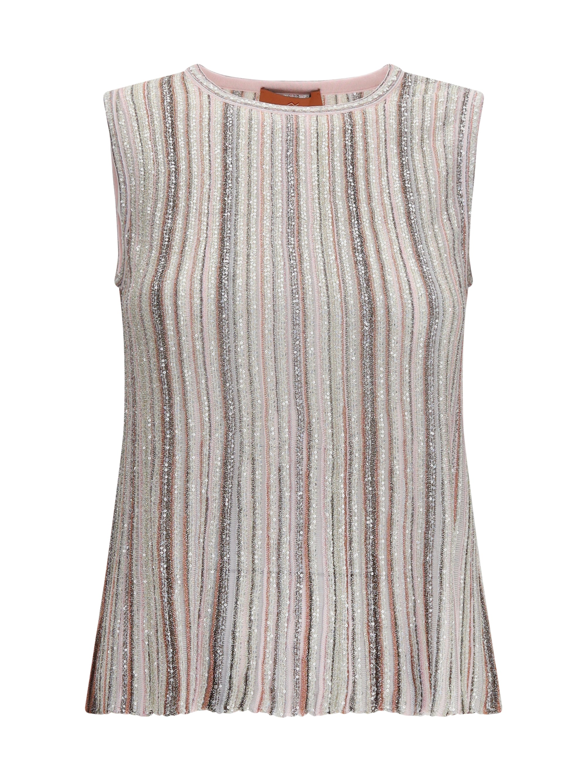 Ribbed Sequin Tank Top — Pink