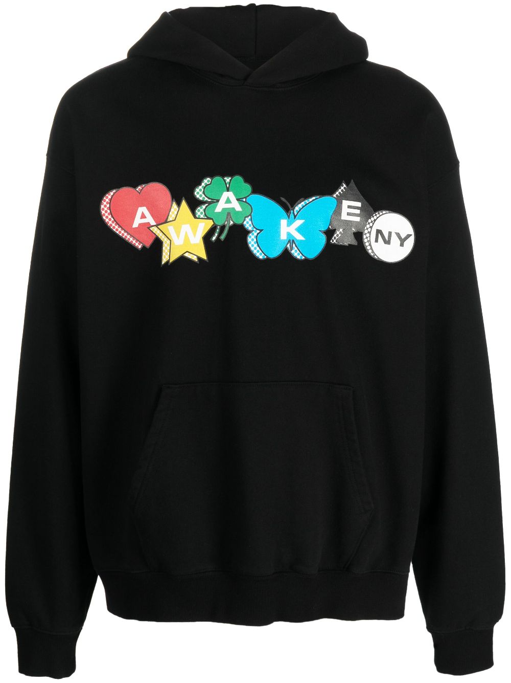 Logo-print cotton hoodie - Blue