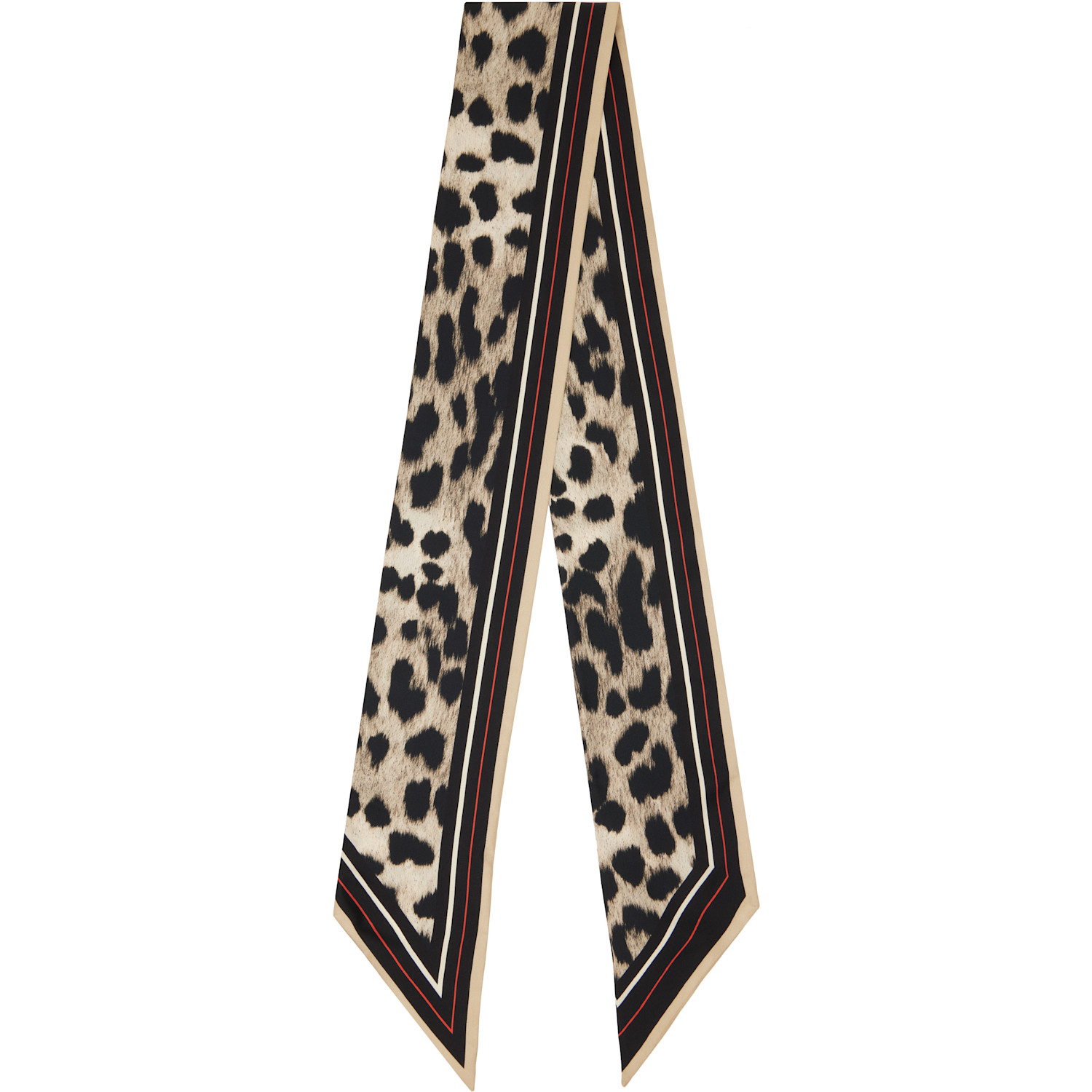 Beige & Black Silk Leopard Print Scarf