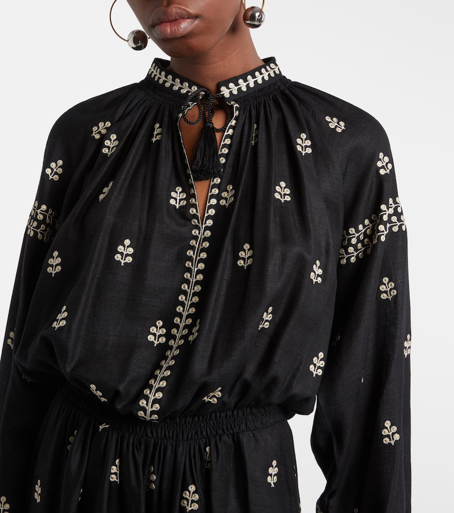 Rodilia embroidered silk maxi dress