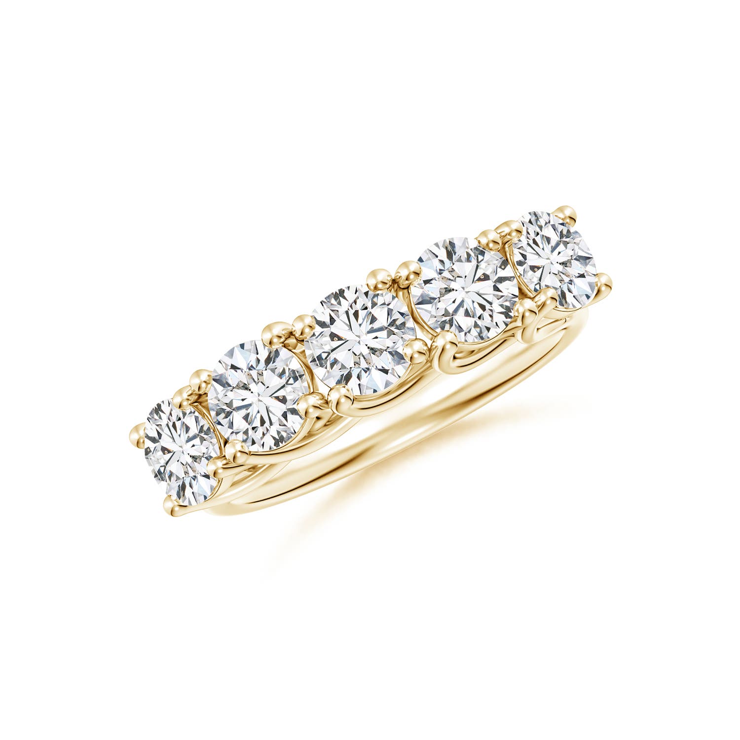 Angara 2.0 Carats Half Eternity Five Stone Diamond Wedding Band in 14K Yellow Gold