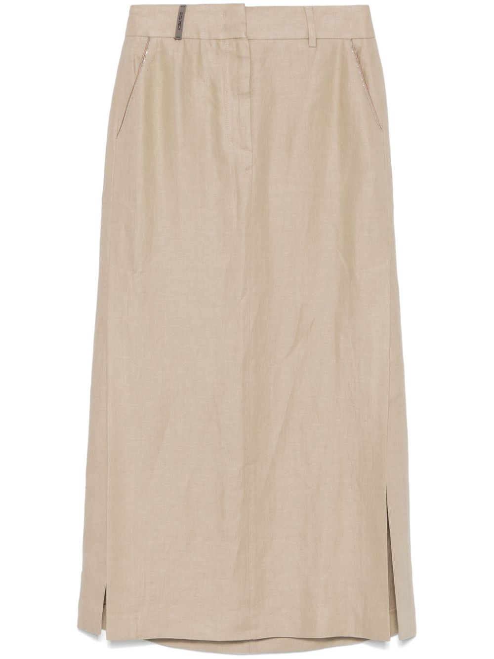 Bead-embellished midi skirt - Neutrals