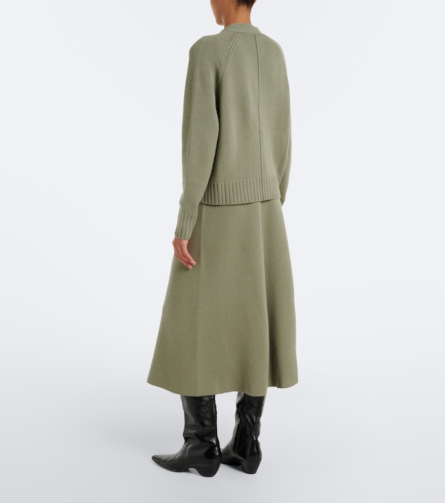 Virgin wool and cashmere midi skirt