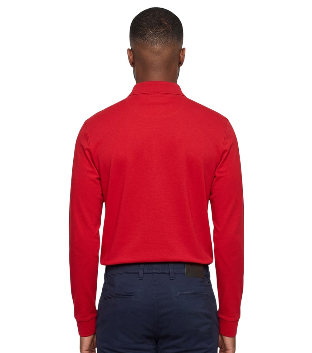 Red Solid Shirt Collar Polo