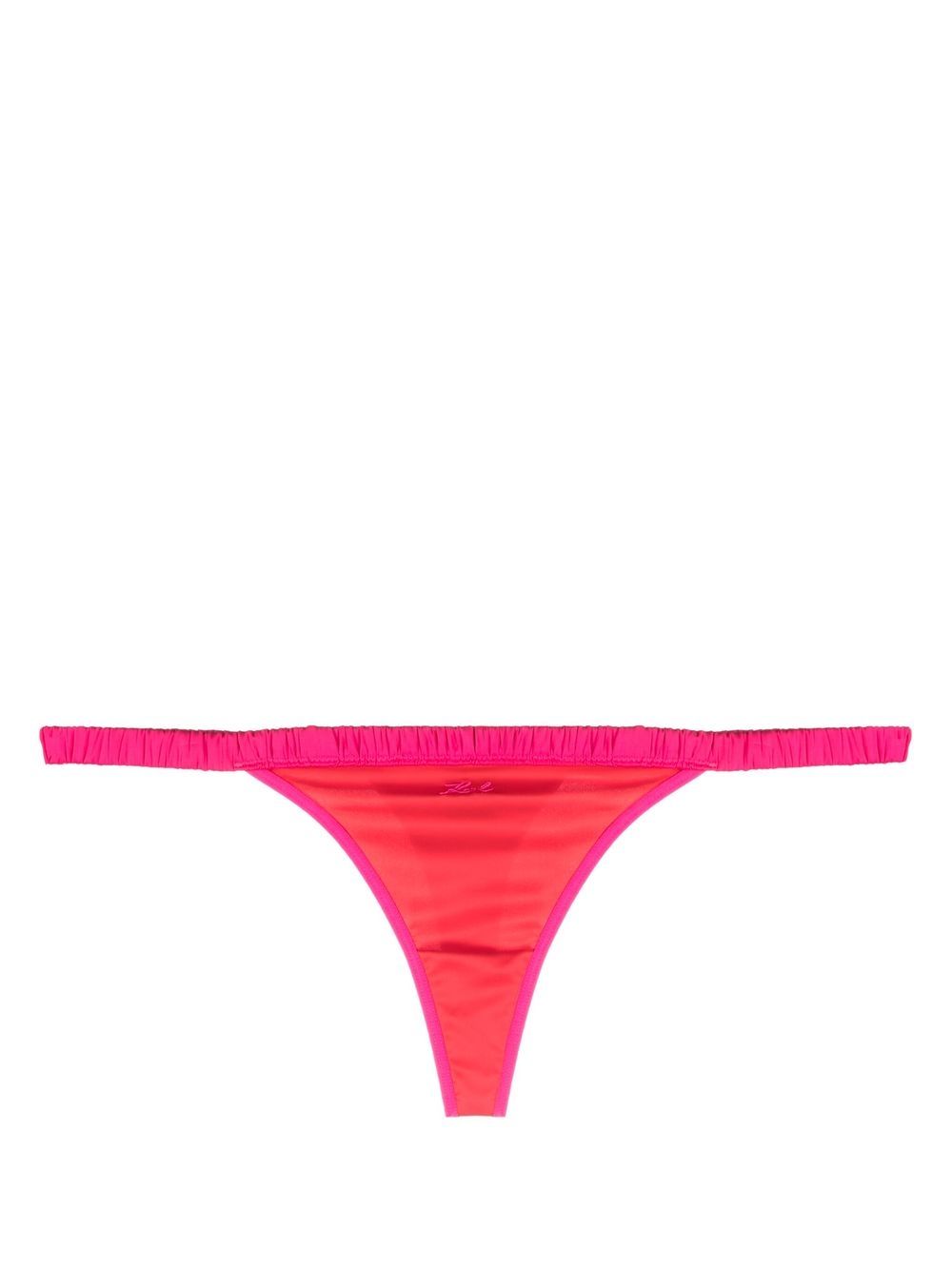 Two-tone satin thong - Red