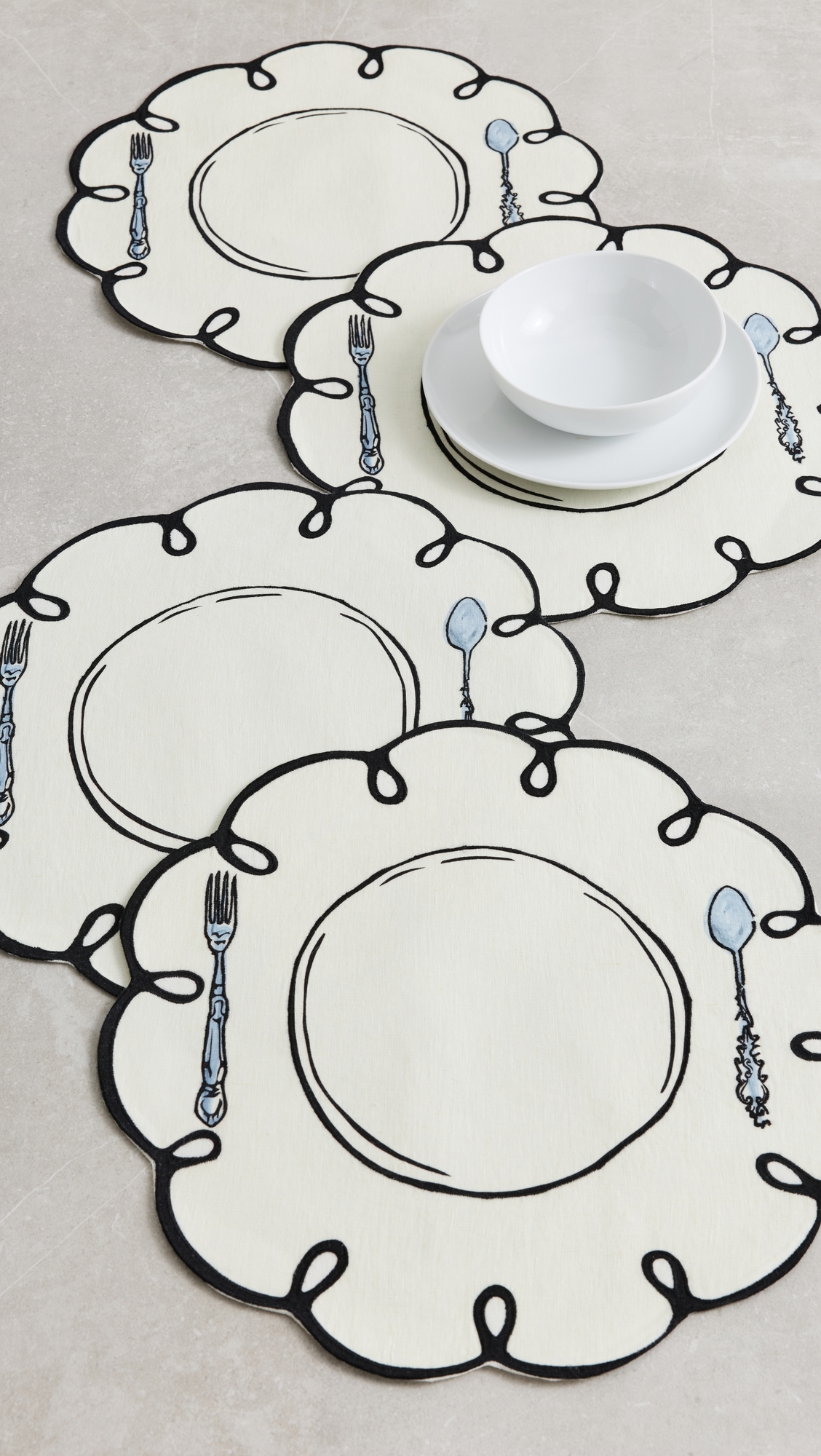 Linen Embroidered Placemats Multi One Size