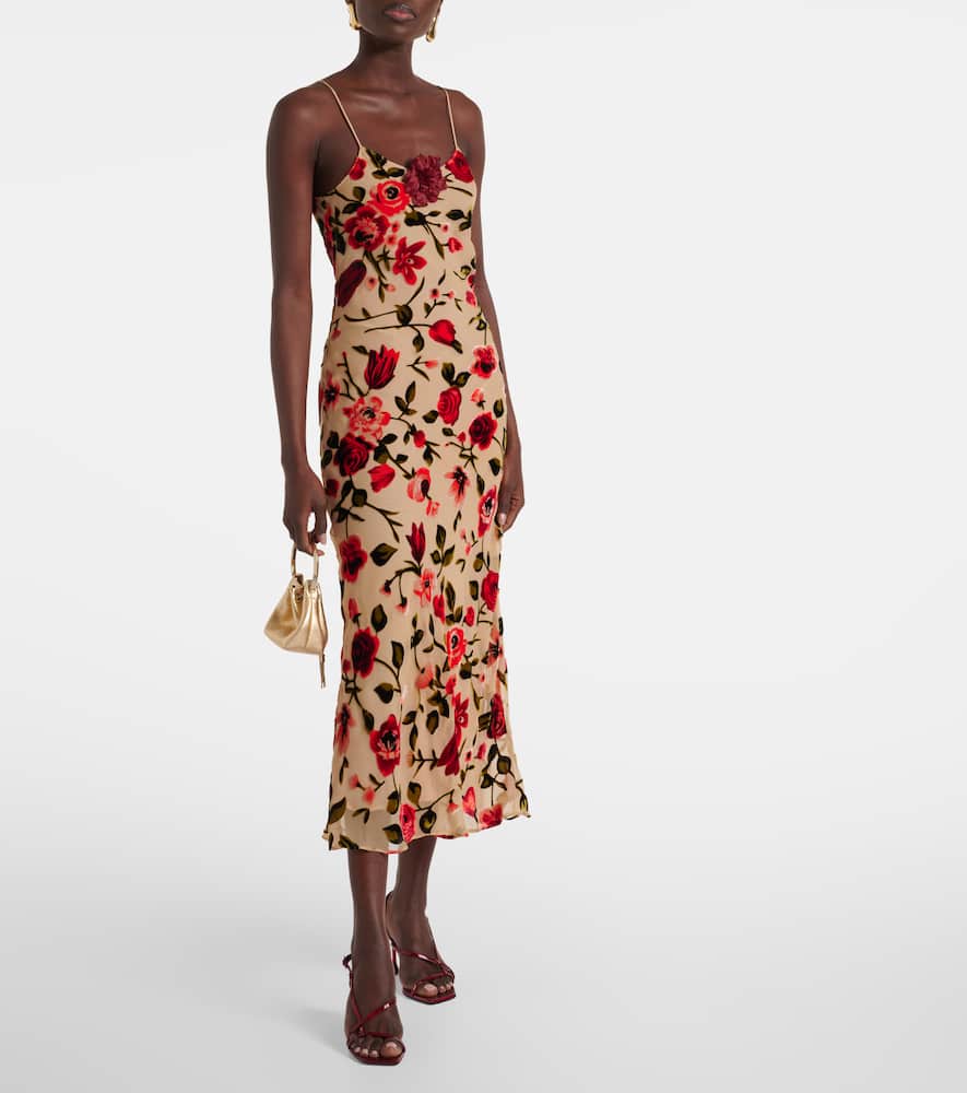Rodarte Sheer floral velvet devoré slip dress