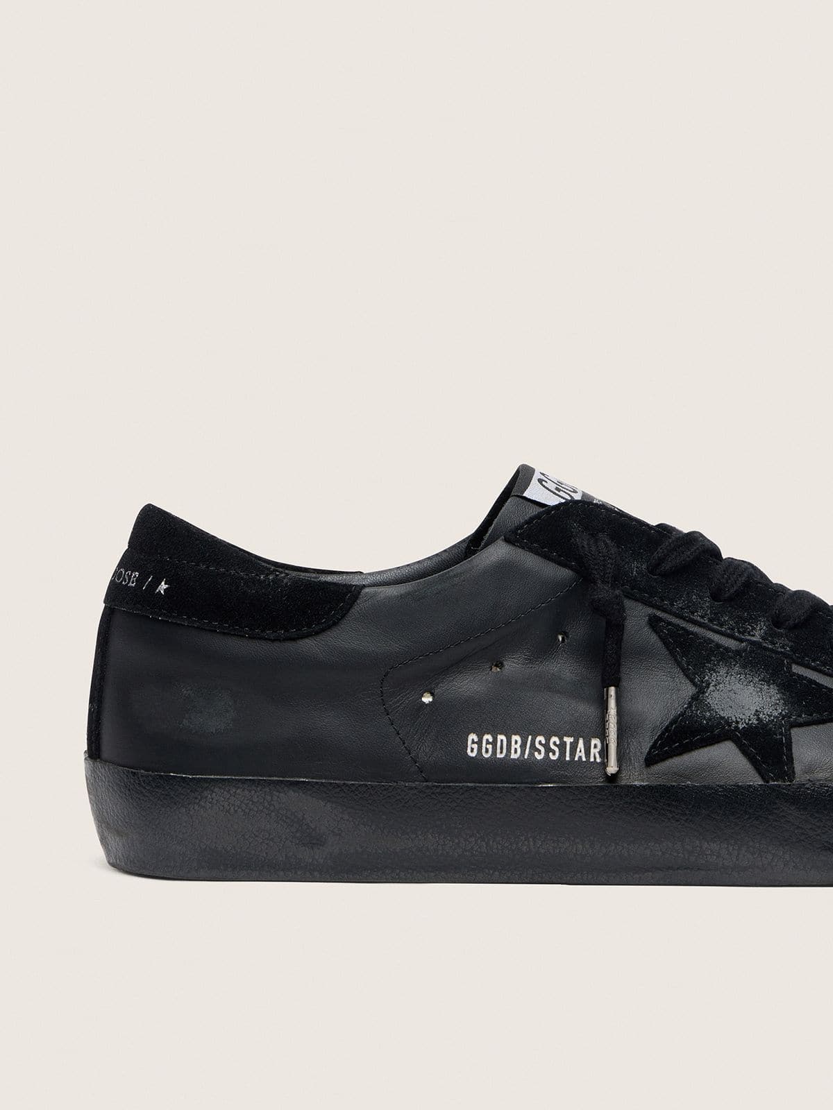 Golden Goose - Men's Super-star In Black Nappa With Suede Details And Black Foxing, Man