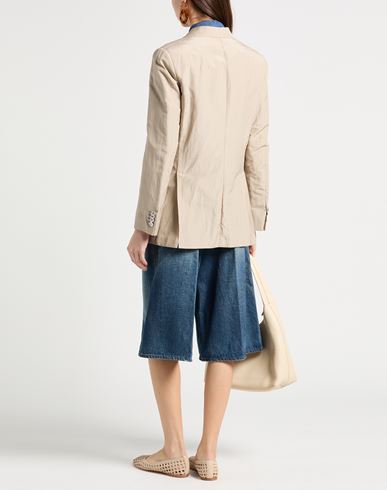 Woman Blazer Beige Size 4 Silk, Linen