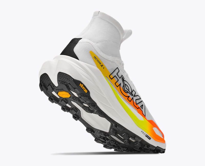 HOKA Men's Tecton X 4 Shoes in Frost/Neon Tangerine