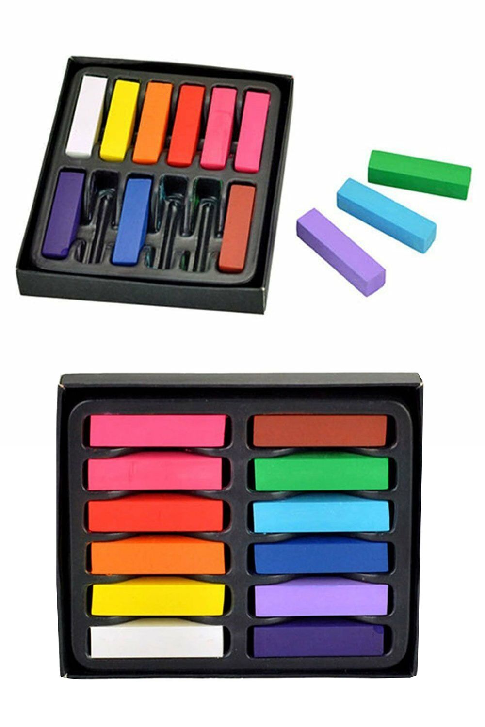 Neel Blue Temporary Hair Chalk Colour Pastel Dye, 12pcs in Colourbeauty