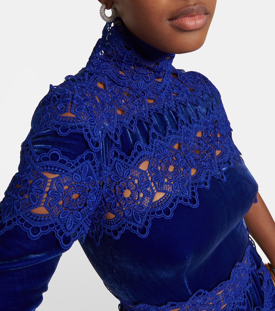 Lissie lace, silk, and velvet gown