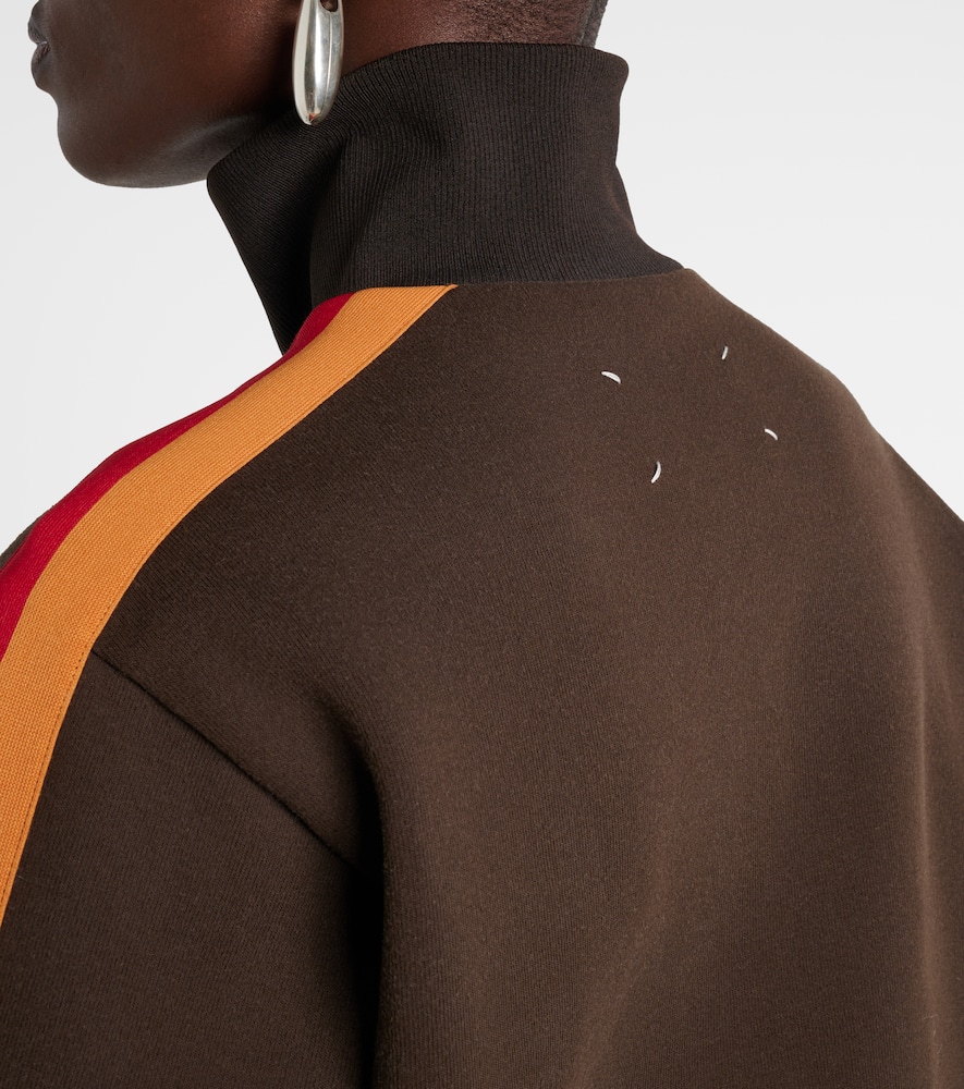 Cotton-blend jersey half-zip sweater