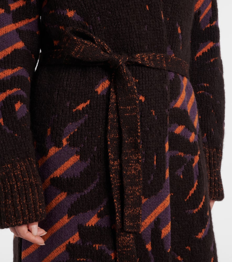 Wool and alpaca-blend jacquard wrap coat
