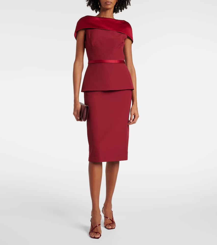 Rella draped peplum heavy crêpe midi dress
