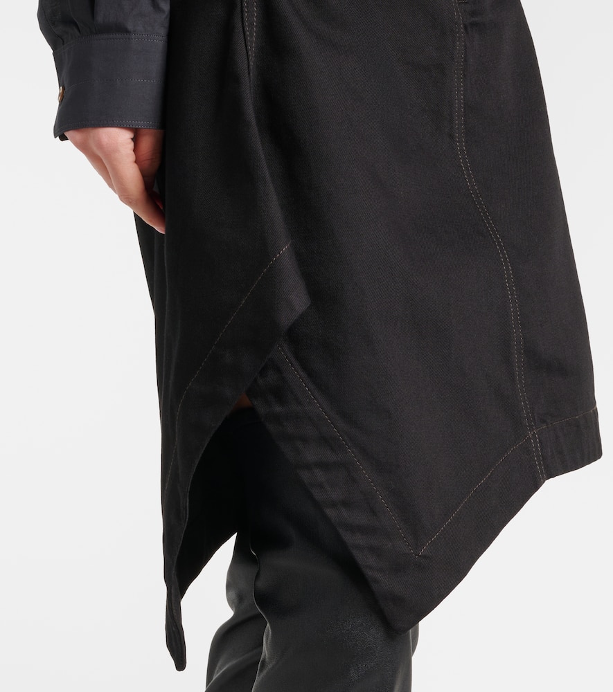 Asymmetric denim midi skirt