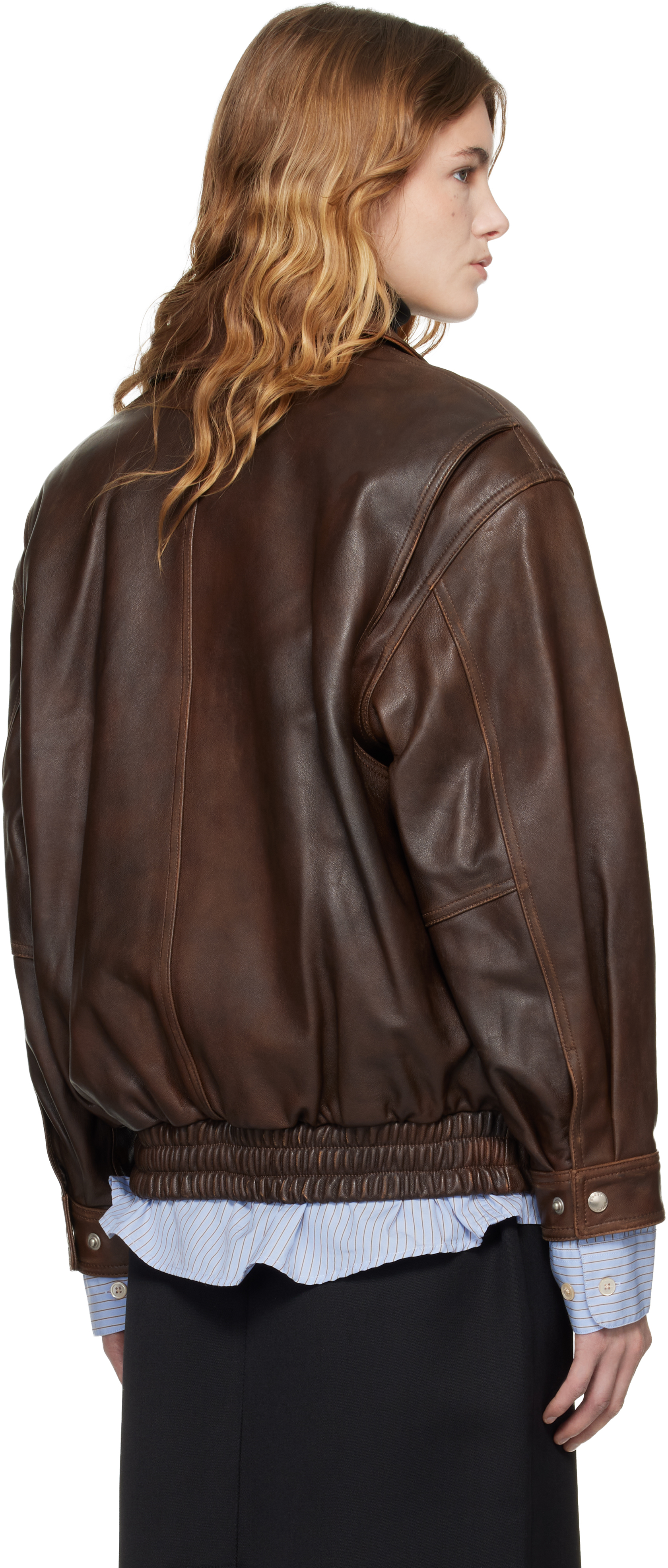 Brown Oversized Vintage Leather Jacket