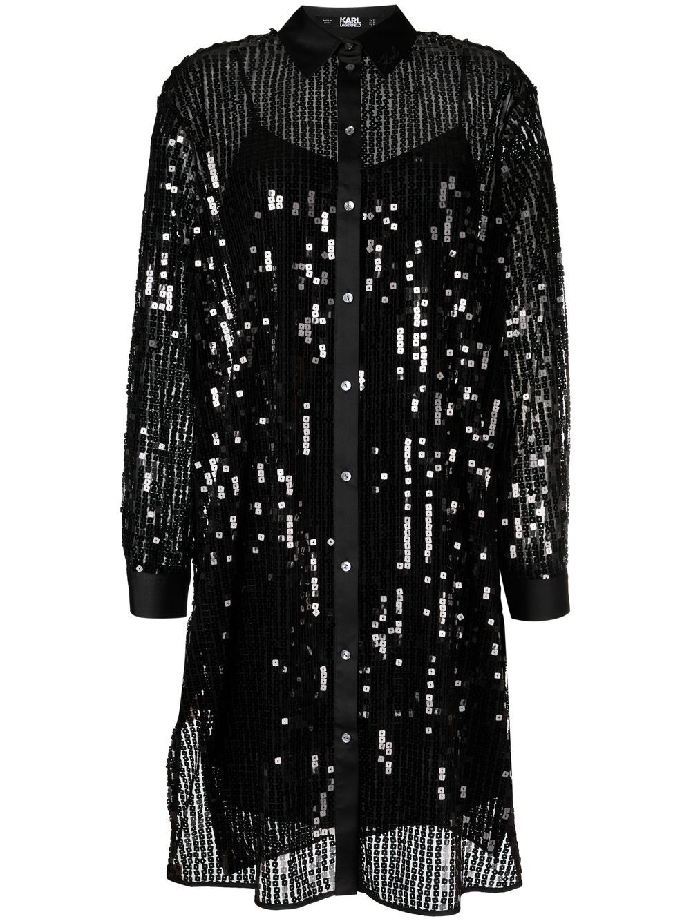 Sequin-embellished shirt dress - Black