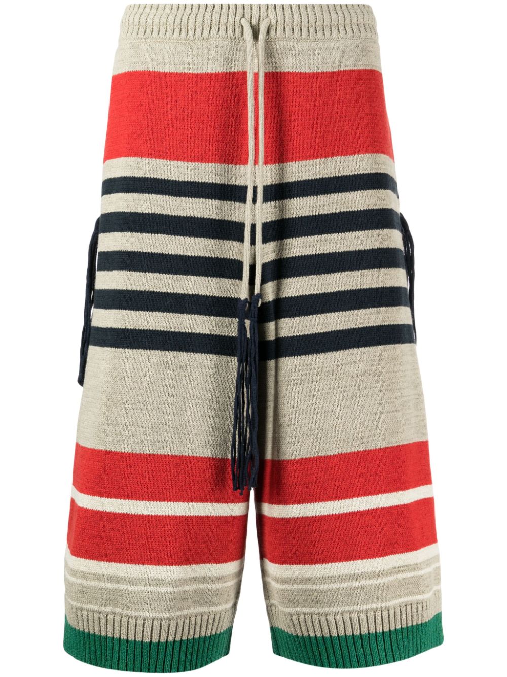 Striped ribbed-knit shorts - Neutrals