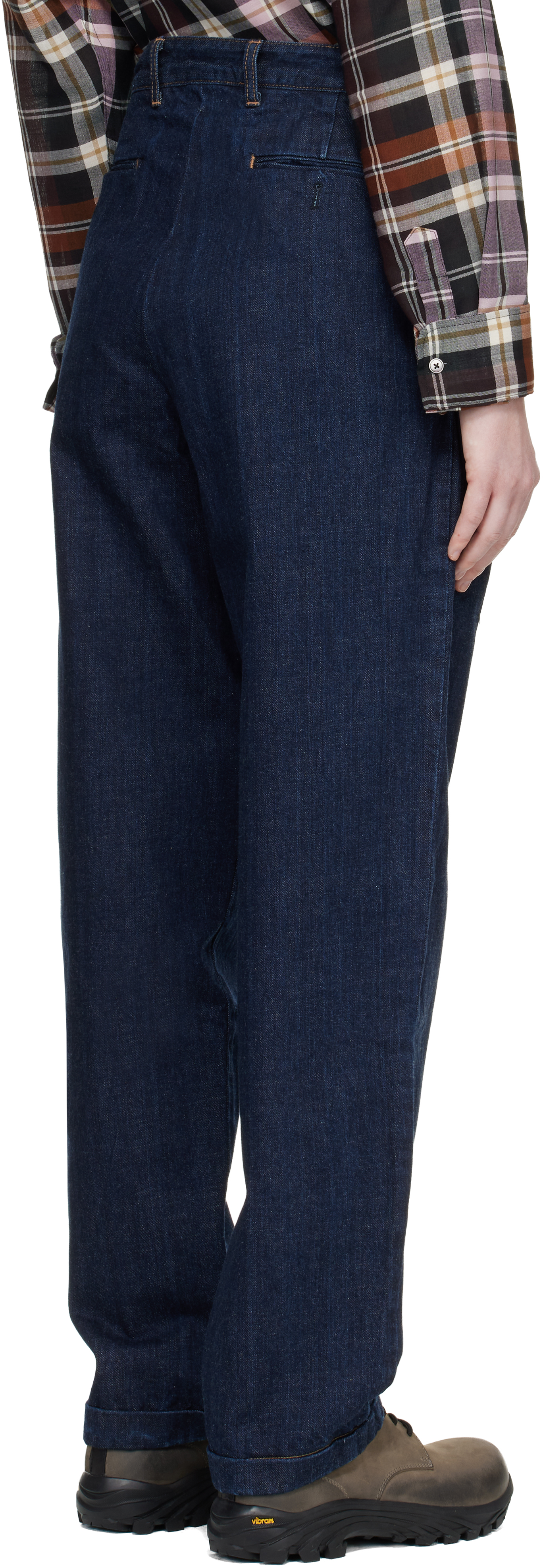 SSENSE Exclusive Blue Washed Pleated Jeans
