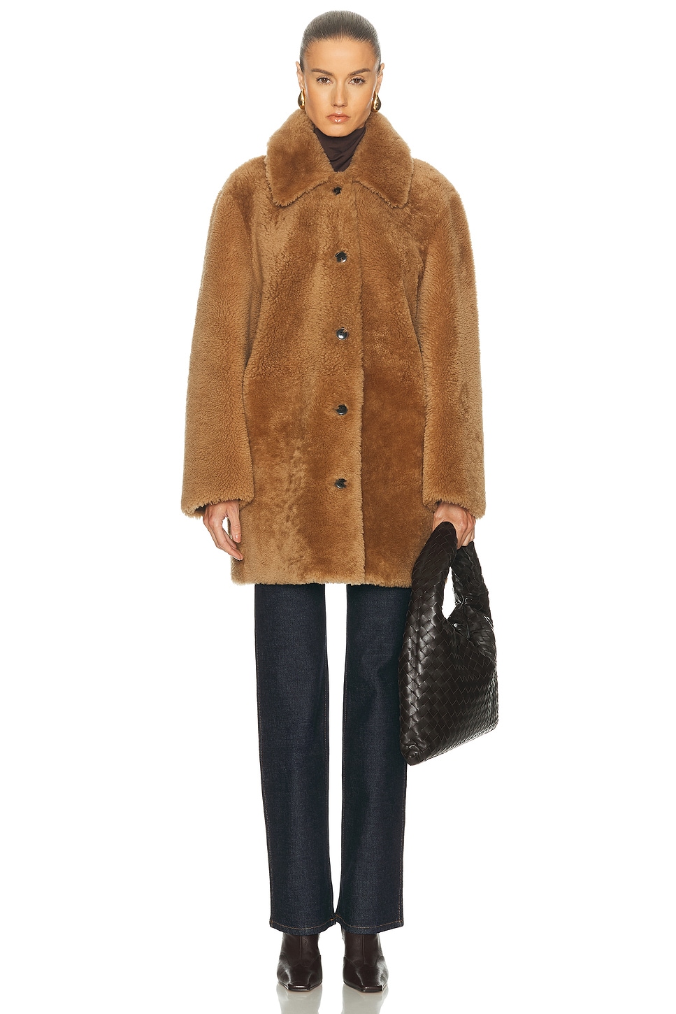 Jenni Kayne Shearling Aurora Coat in Camel - Tan. XS also in