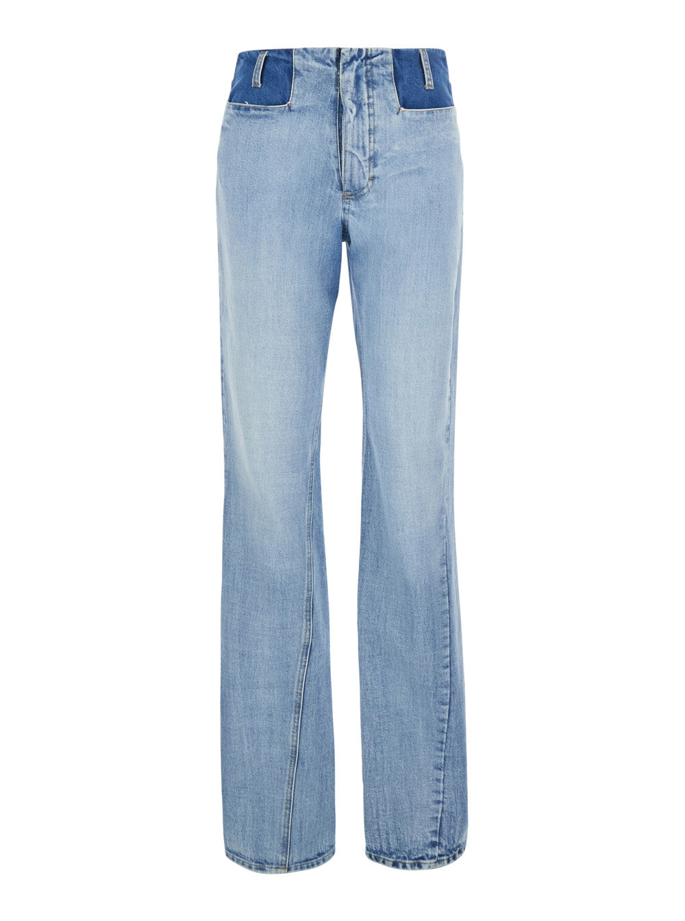 High-Waist Cotton Jeans — Blue
