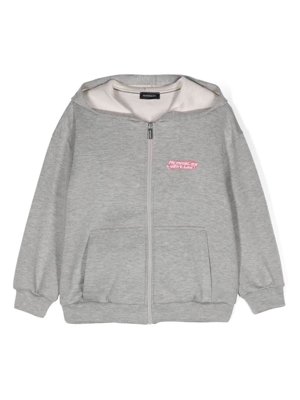Logo-print zipped hoodie - Grey