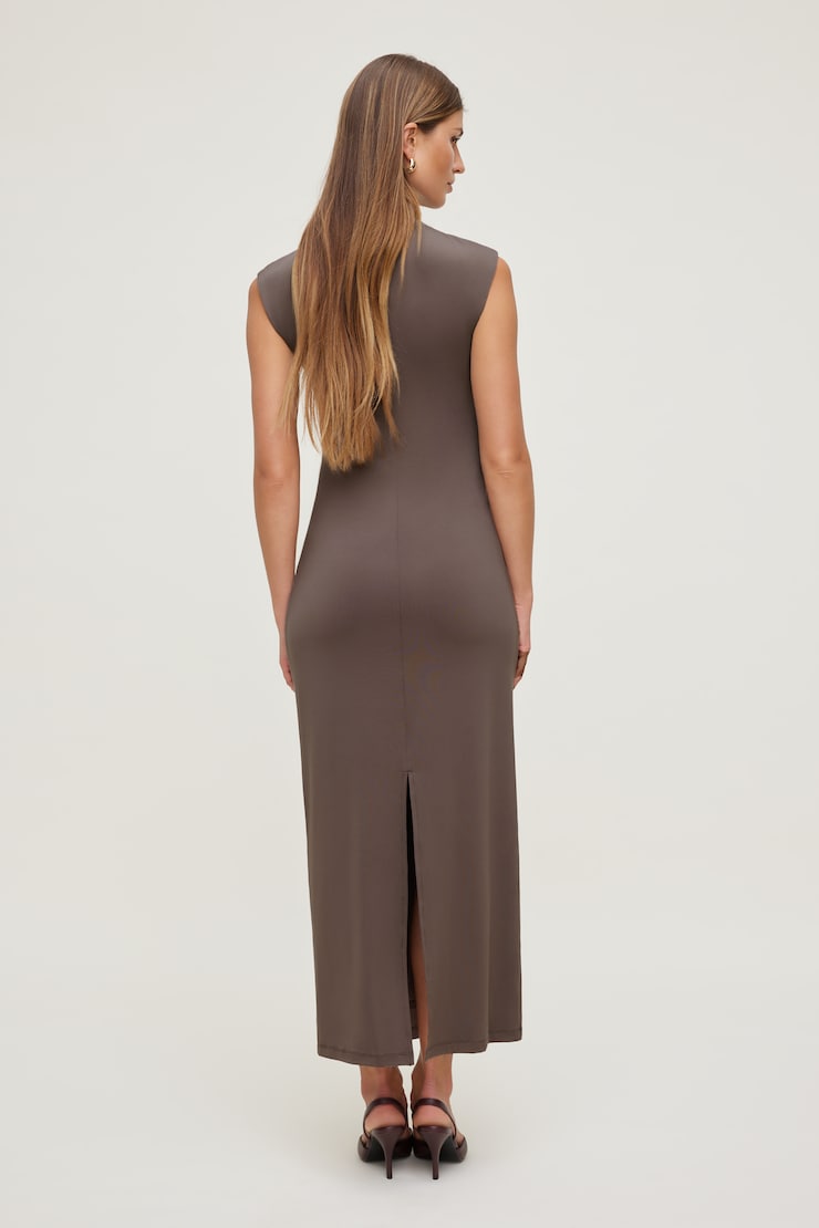 Bria Sculpt Maxi Dress - Brown - Women Clothing