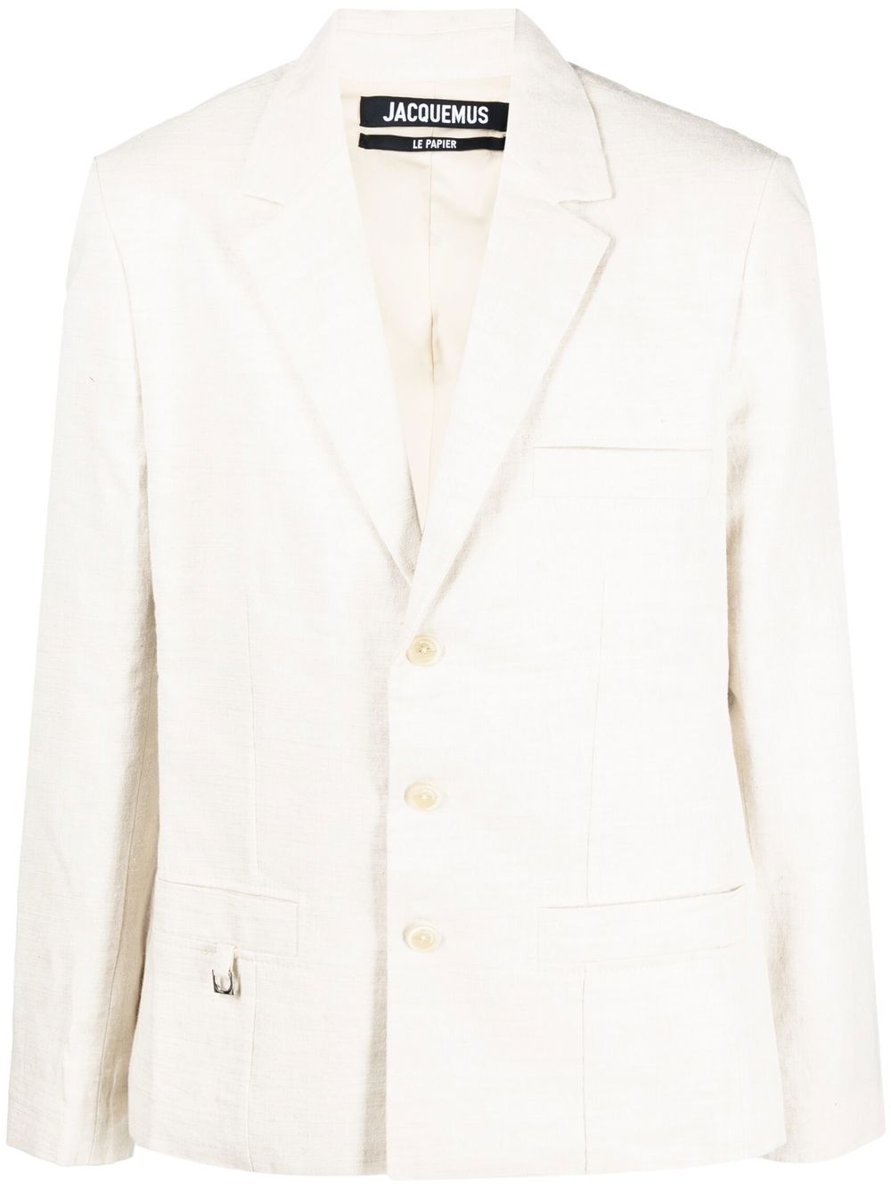 Single-breasted silk-blend blazer - Neutrals