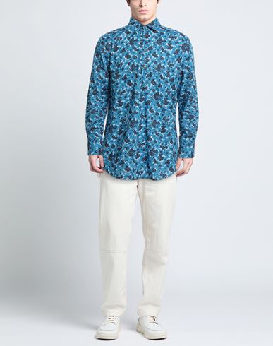 Man Shirt Azure Size 15 Cotton