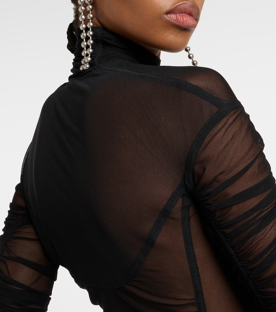 Ruched sheer maxi dress