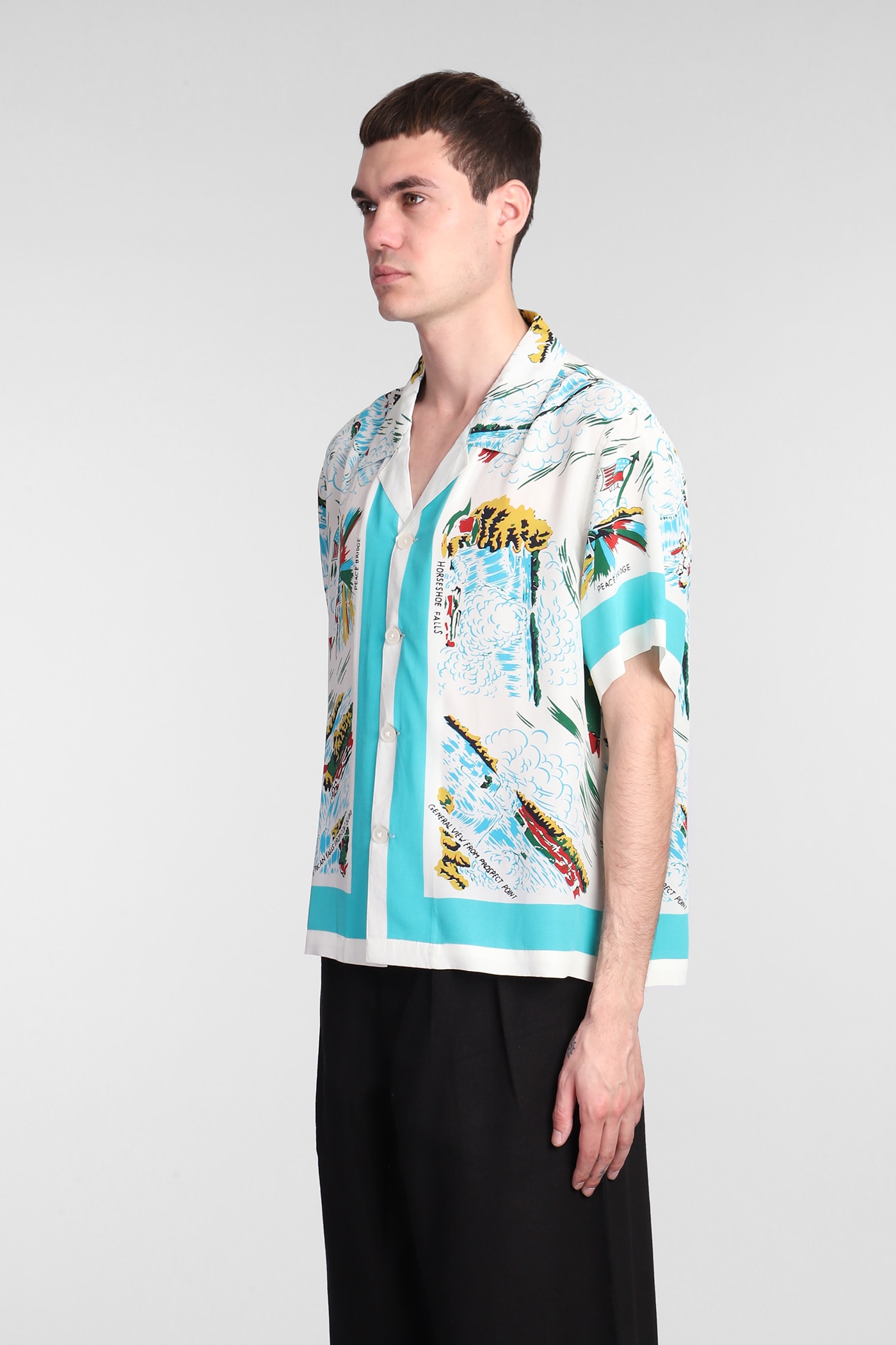 Graphic-print silk shirt - White