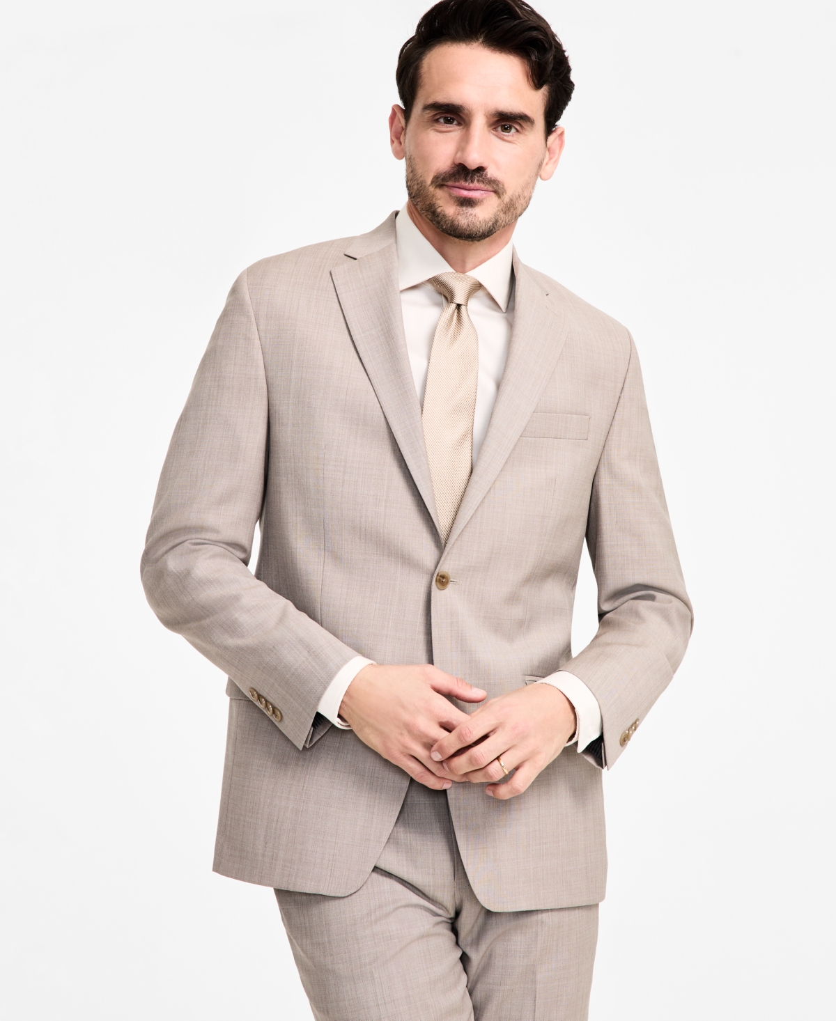 Men's Regular-Fit Wool Blend Suit Jacket - Tan/brown