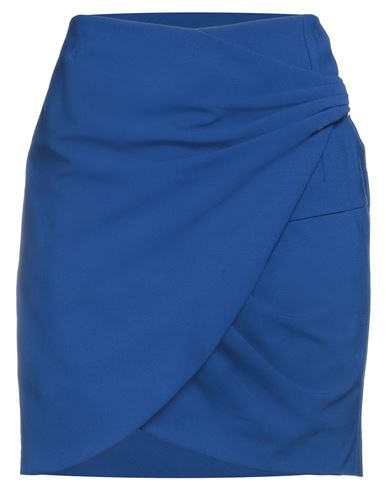 Woman Mini skirt Blue Size 8 Polyester, Wool, Elastane