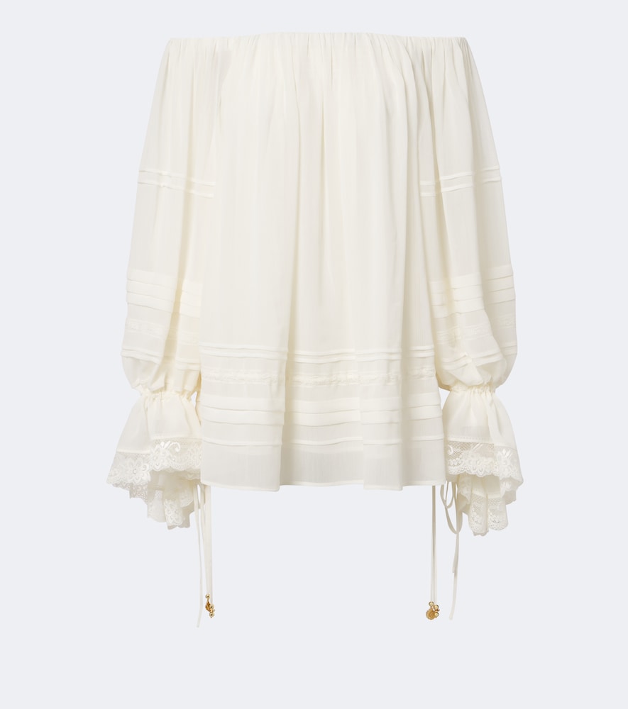 Lace-trimmed off-shoulder top
